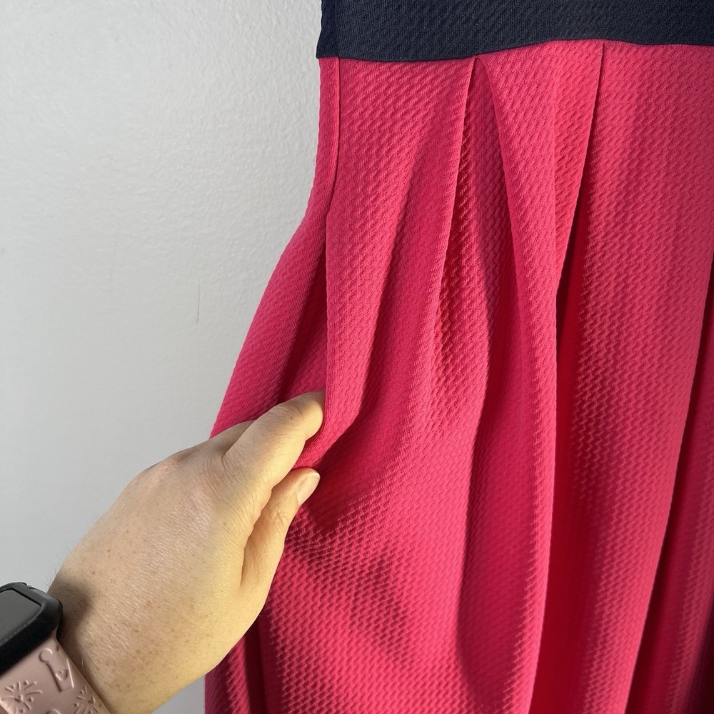 Lularoe Amelia Womens Sz Small Dress Pink Blue Color Block Pockets Textured Work - Picture 5 of 9